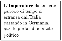 Text Box: L'Imperatore da un certo periodo di tempo si estranea dall'Italia passando in Germania.
questo porta ad un vuoto politico
