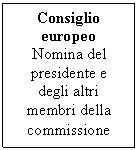 Text Box: Consiglio europeo
Nomina del presidente e degli altri membri della commissione

