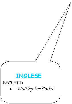 Rounded Rectangular Callout:      INGLESE
BECKETT:
.	Waiting for Godot.


