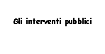 Text Box: Gli interventi pubblici  
