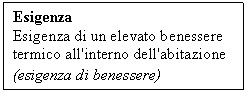 Text Box: Esigenza  
Esigenza di un elevato benessere termico all'interno dell'abitazione (esigenza di benessere) 
