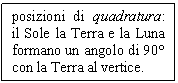 Text Box: posizioni di quadratura: il Sole la Terra e la Luna formano un angolo di 90 con la Terra al vertice.