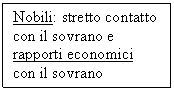 Text Box: Nobili: stretto contatto con il sovrano e rapporti economici con il sovrano