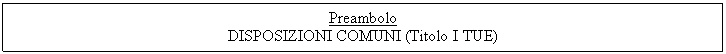 Text Box: Preambolo
DISPOSIZIONI COMUNI (Titolo I TUE)
