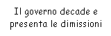 Text Box: Il governo decade e presenta le dimissioni