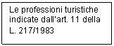 Text Box: Le professioni turistiche indicate dall'art. 11 della L. 217/1983