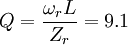 Q=\frac =9.1\