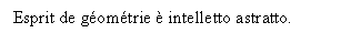 Text Box: Esprit de gomtrie  intelletto astratto.

