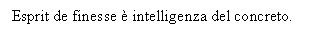 Text Box: Esprit de finesse  intelligenza del concreto. 


