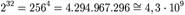 2^ = 256^4 = 4.294.967.296 \cong 4,3 \cdot 10^9