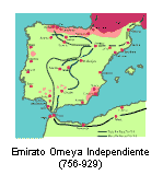 Mapa del Emirato Omeya Independiente (entre los aos 756 y 929)