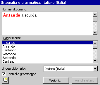 Controllo ortografia e grammatica