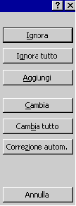 Finestra di dialogo  Ortografia  e grammatica