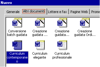 La finestra di dialogo Nuovo