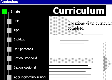 La creazione guidata di un curriculum