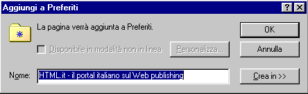 L'effetto del tag TITLE sulla opzione aggiungi a preferiti di MsIe