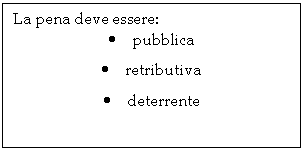 Text Box: La pena deve essere:
. pubblica
. retributiva
. deterrente
