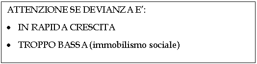 Text Box: ATTENZIONE SE DEVIANZA E':
. IN RAPIDA CRESCITA
. TROPPO BASSA (immobilismo sociale)
