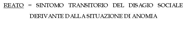 Text Box: REATO = SINTOMO TRANSITORIO DEL DISAGIO SOCIALE DERIVANTE DALLA SITUAZIONE DI ANOMIA