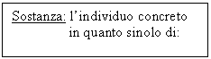 Text Box: Sostanza: l'individuo concreto 
                in quanto sinolo di:

