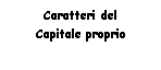 Text Box: Caratteri del 
Capitale proprio  
